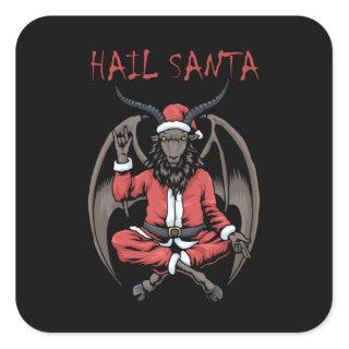 Christmas Hail Santa Satanism Goat Baphomet Square Sticker