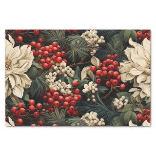 Christmas/Holiday Bold Flowers, Berries & Leaves Tissue Paper