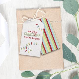Christmas Holiday Colorful Festive String Lights  Gift Tags