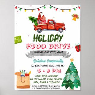 Christmas holiday food Drive event template Poster