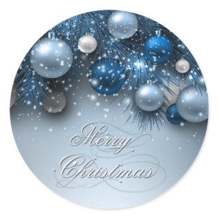 Christmas Holiday Ornaments - Blues Classic Round Sticker