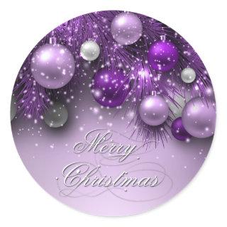 Christmas Holiday Ornaments - Purples Classic Round Sticker
