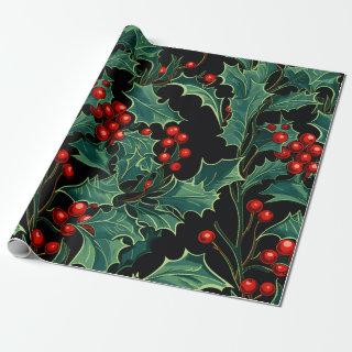Christmas Holly Branches and Berries