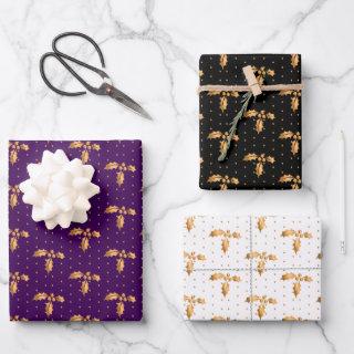 Christmas Holly on Purple, Black and White  Sheets