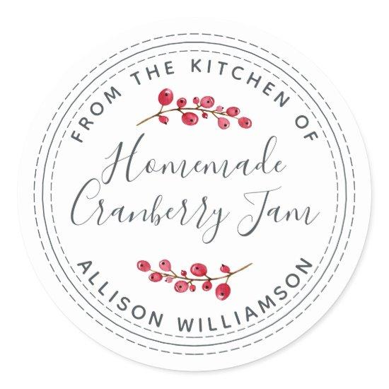 Christmas Homemade Cranberry Jam Canning White Classic Round Sticker