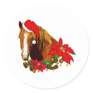 Christmas Horse Classic Round Sticker