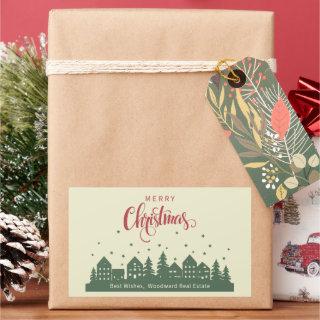 Christmas House Elegant Retro | Real Estate Custom Rectangular Sticker