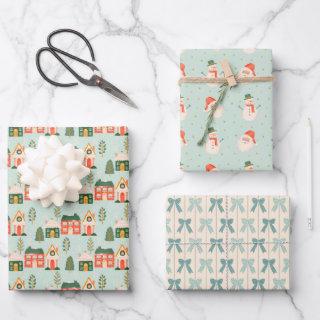Christmas Houses, Santa Claus, Frosty, and Bows  Sheets