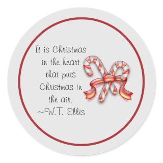 Christmas In Hearts Quote Classic Round Sticker