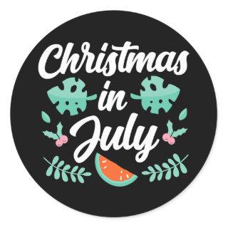 Christmas In July Humor Summer Santa Sarcastic  Classic Round Sticker