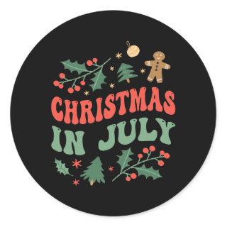 Christmas In July Humor Summer Sarcastic Santa  Classic Round Sticker