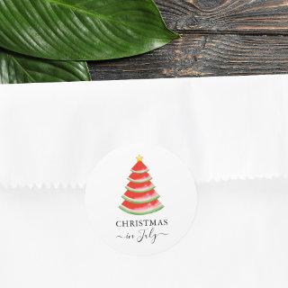 Christmas in July Watermelon Classic Round Sticker
