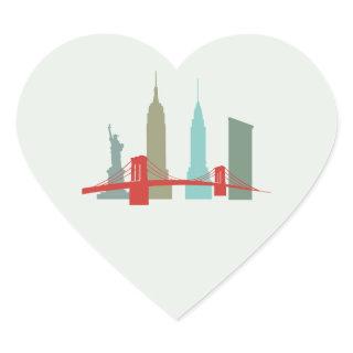 Christmas in New York, Architecture Skyline Gift S Heart Sticker