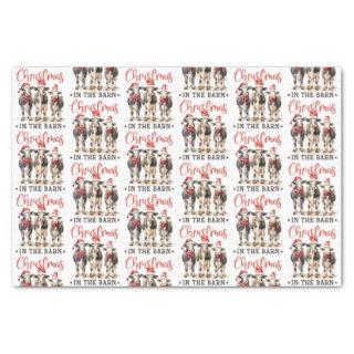 Christmas in the Barn Rustic Cows in Santa Hats Tissue Paper
