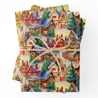 Christmas in Whimsical Village in various lights  Sheets