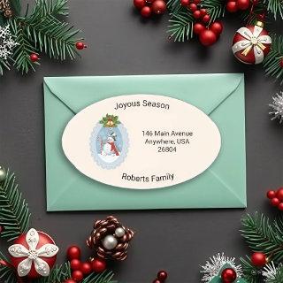 Christmas Jolly Snowman Custom Oval Sticker