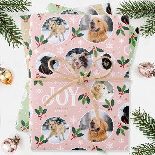 Christmas Joy Snowflake Photo Collage Pink 3 Set  Sheets