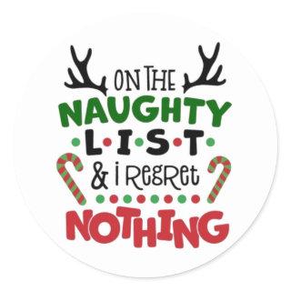Christmas jumper. On the naughty list.  Classic Round Sticker