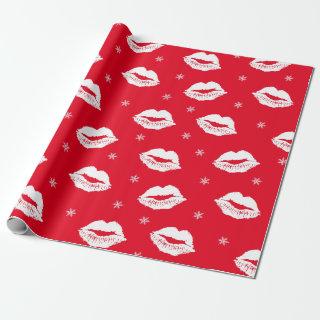 Christmas Kiss Red White Lips Pattern