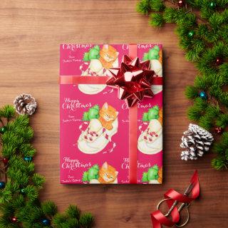 Christmas kitten in a shoe green bow holiday wrap
