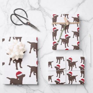 Christmas Labrador Chocolate Dog In Santa Hat  Sheets