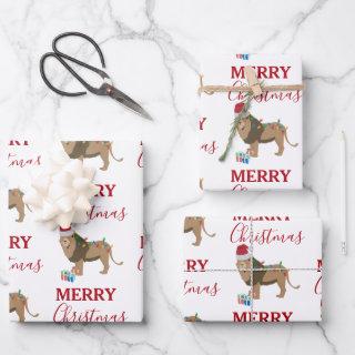 Christmas Lion Funny Animal with Santa Hat   Sheets