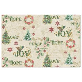 Christmas Love Joy Peace Hope Watercolor Decoupage Tissue Paper