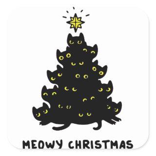 Christmas Merry Meowy sweatshirt Cats Christmas Tr Square Sticker