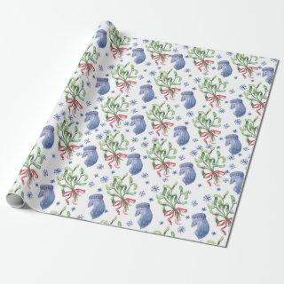 Christmas Mistletoe, Snowflakes, Mittens - White
