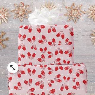Christmas Mittens Red Pink Simple Pattern Wrap
