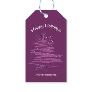 Christmas Modern Whimsical Tree - Snowflakes Gift Tags