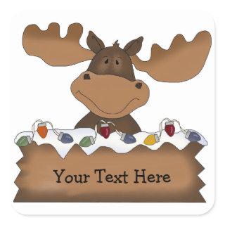 Christmas Moose (customizable) Square Sticker