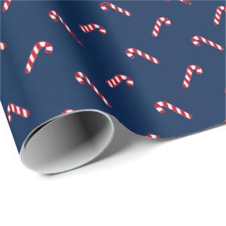 Christmas navy blue red cute candy cane pattern