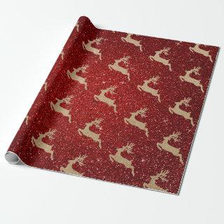 Christmas New Year Cardboard Deer Red Glitter