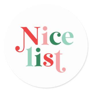 christmas nice list boho colorful modern font classic round sticker