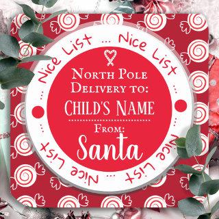 Christmas Nice List North Pole Custom Name Square Sticker