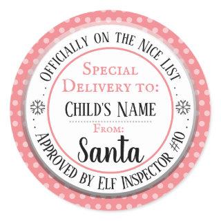 Christmas Nice List Official Custom Name Classic Round Sticker