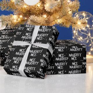Christmas NICE NAUGHTY Text On Black