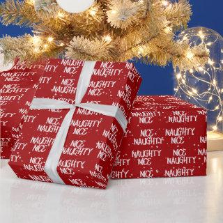 Christmas NICE NAUGHTY Text On Red