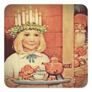 Christmas Nisse and Lucia Day Karin Square Sticker