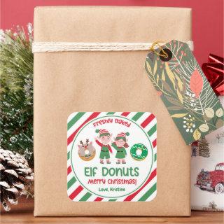 Christmas North Pole Elf Donuts Gift Square Sticker