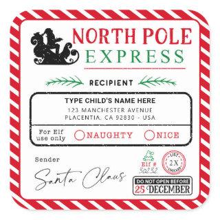 Christmas North Pole Express Address Shipping Square Sticker