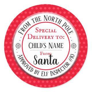 Christmas North Pole Workshop Custom Name Classic Round Sticker