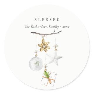 Christmas Ornaments Star Cookie Chime Blessed Classic Round Sticker