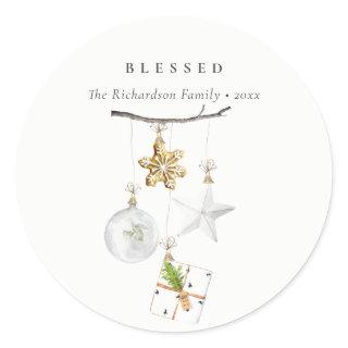 Christmas Ornaments Star Cookie Chime Blessed Classic Round Sticker