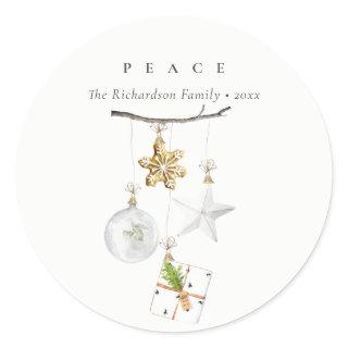 Christmas Ornaments Star Cookie Chime Peace Classic Round Sticker