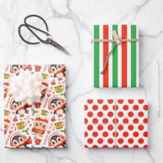 Christmas Owl and Penguin  Set of 3