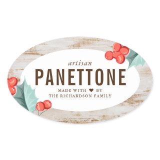 Christmas Panettone Bread Oval Stickers