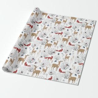 Christmas Pattern Of Forest Animals In Winter