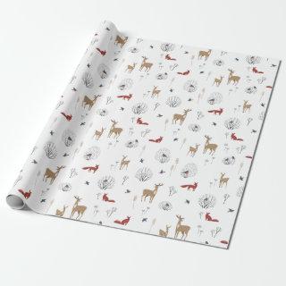 Christmas Pattern Of Wild Animals In Winter
